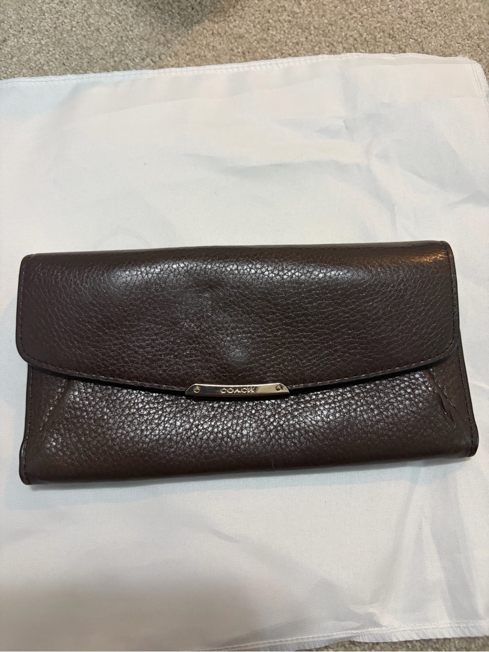 Coach Pebbled Leather Envelope Wallet - Brown